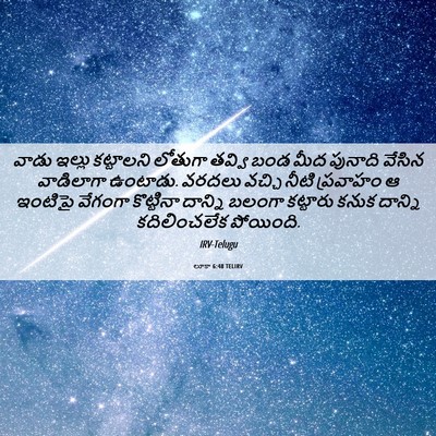 Picture 06 - లూకా 6:48 TELIRV - వాడు ఇల్లు - Bible Verse Picture