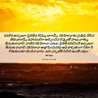 Picture 06 - లేవీకాండం 10:15 TELIRV - కదలిక అర్పణగా - Bible Verse Picture