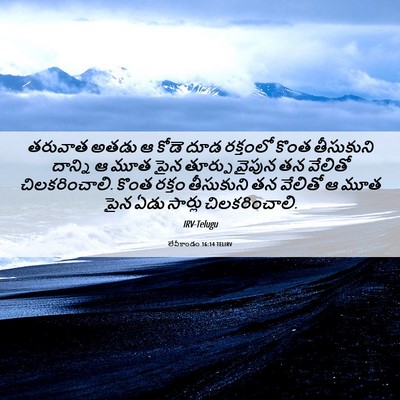 Picture 06 - లేవీకాండం 16:14 TELIRV - తరువాత అతడు ఆ కోడె - Bible Verse Picture