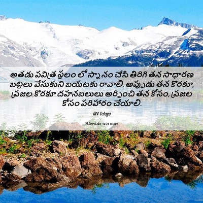 Picture 06 - లేవీకాండం 16:24 TELIRV - అతడు పవిత్ర స్థలం - Bible Verse Picture