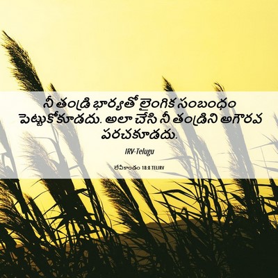 Picture 06 - లేవీకాండం 18:8 TELIRV - నీ తండ్రి భార్యతో - Bible Verse Picture