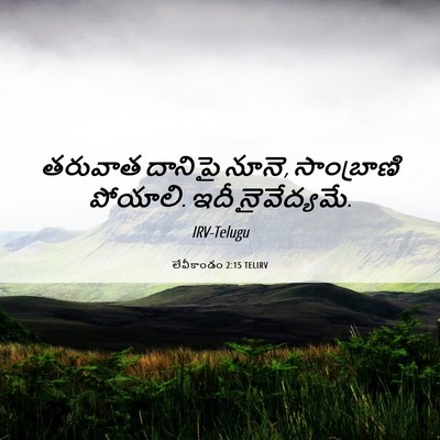 Picture 06 - లేవీకాండం 2:15 TELIRV - తరువాత దానిపై - Bible Verse Picture
