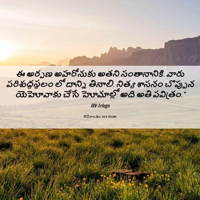 Picture 06 - లేవీకాండం 24:9 TELIRV - ఈ అర్పణ అహరోనుకు - Bible Verse Picture