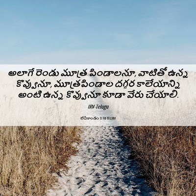 Picture 06 - లేవీకాండం 3:10 TELIRV - అలాగే రెండు మూత్ర - Bible Verse Picture