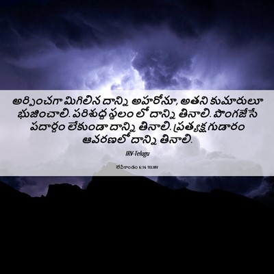 Picture 06 - లేవీకాండం 6:16 TELIRV - అర్పించగా మిగిలిన - Bible Verse Picture