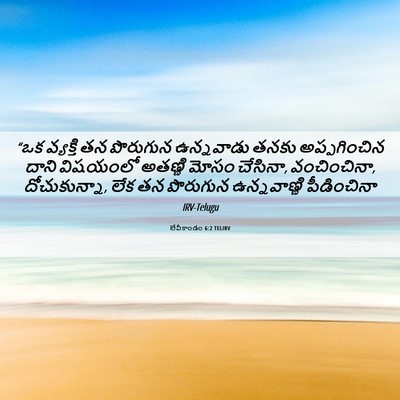 Picture 06 - లేవీకాండం 6:2 TELIRV - “ఒక వ్యక్తి తన - Bible Verse Picture