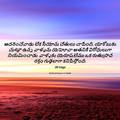 Picture 06 - విలాపవాక్యాలు 1:17 TELIRV - ఆదరించేవాడు లేక - Bible Verse Picture
