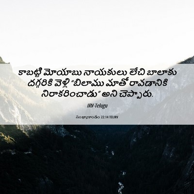 Picture 06 - సంఖ్యాకాండం 22:14 TELIRV - కాబట్టి మోయాబు - Bible Verse Picture