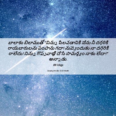 Picture 06 - సంఖ్యాకాండం 22:37 TELIRV - బాలాకు బిలాముతో - Bible Verse Picture