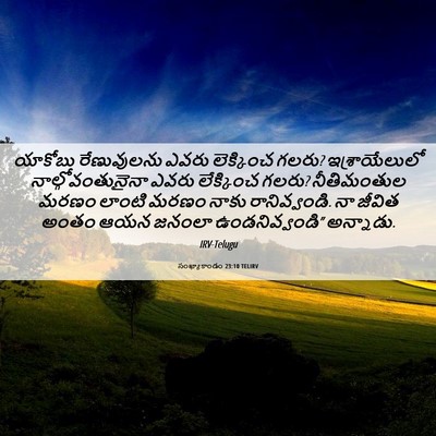 Picture 06 - సంఖ్యాకాండం 23:10 TELIRV - యాకోబు రేణువులను - Bible Verse Picture