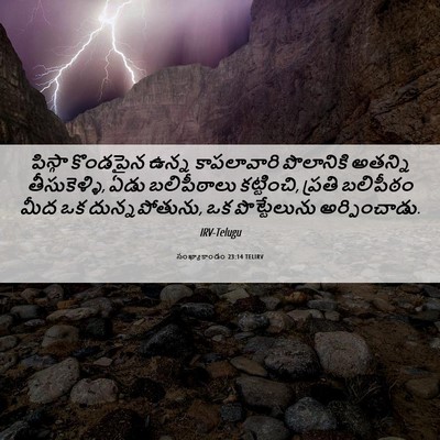Picture 06 - సంఖ్యాకాండం 23:14 TELIRV - పిస్గా కొండపైన - Bible Verse Picture