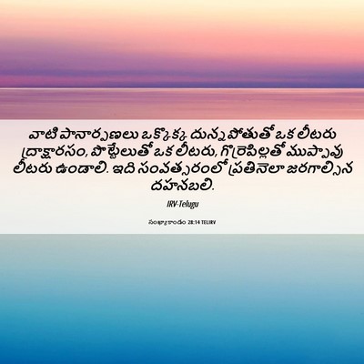 Picture 06 - సంఖ్యాకాండం 28:14 TELIRV - వాటి పానార్పణలు - Bible Verse Picture