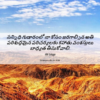 Picture 06 - సంఖ్యాకాండం 4:4 TELIRV - సన్నిధి గుడారంలో - Bible Verse Picture