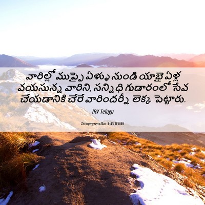 Picture 06 - సంఖ్యాకాండం 4:43 TELIRV - వారిల్లో ముప్ఫై - Bible Verse Picture