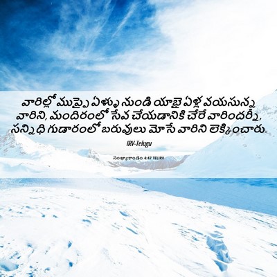 Picture 06 - సంఖ్యాకాండం 4:47 TELIRV - వారిల్లో ముప్ఫై - Bible Verse Picture