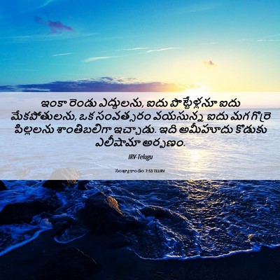 Picture 06 - సంఖ్యాకాండం 7:53 TELIRV - ఇంకా రెండు - Bible Verse Picture