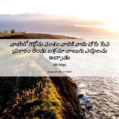 Picture 06 - సంఖ్యాకాండం 7:7 TELIRV - వాటిలో గెర్షోను - Bible Verse Picture