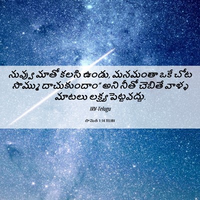 Picture 06 - సామెత 1:14 TELIRV - నువ్వు మాతో కలసి - Bible Verse Picture