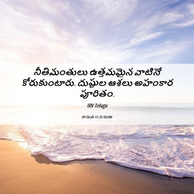 Picture 06 - సామెత 11:23 TELIRV - నీతిమంతులు - Bible Verse Picture