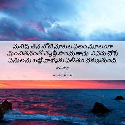 Picture 06 - సామెత 12:14 TELIRV - మనిషి తన నోటి మాటల - Bible Verse Picture