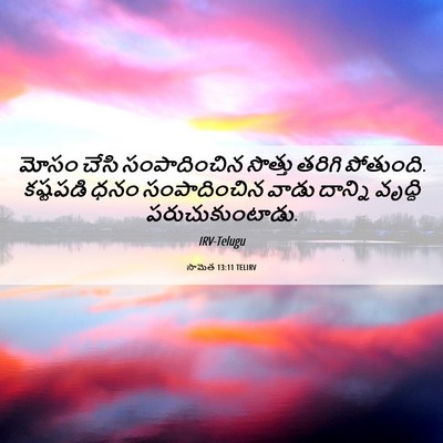Picture 06 - సామెత 13:11 TELIRV - మోసం చేసి - Bible Verse Picture