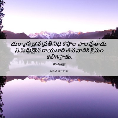 Picture 06 - సామెత 13:17 TELIRV - దుర్మార్గుడైన - Bible Verse Picture