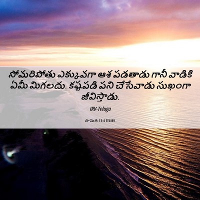 Picture 06 - సామెత 13:4 TELIRV - సోమరిపోతు - Bible Verse Picture