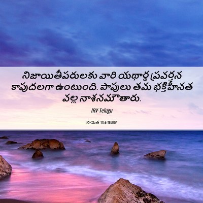 Picture 06 - సామెత 13:6 TELIRV - నిజాయితీపరులకు - Bible Verse Picture