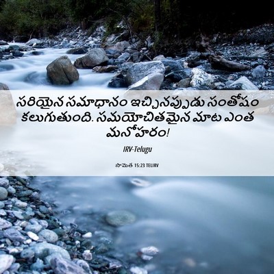 Picture 06 - సామెత 15:23 TELIRV - సరియైన సమాధానం - Bible Verse Picture
