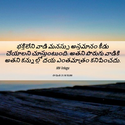 Picture 06 - సామెత 21:10 TELIRV - భక్తిలేని వాడి - Bible Verse Picture