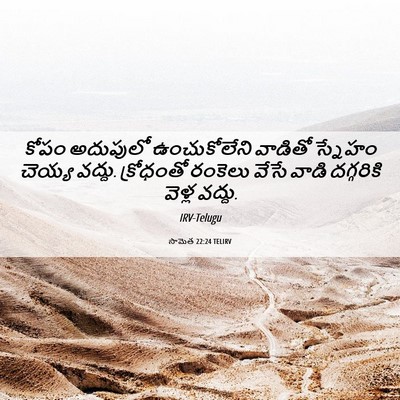 Picture 06 - సామెత 22:24 TELIRV - కోపం అదుపులో - Bible Verse Picture