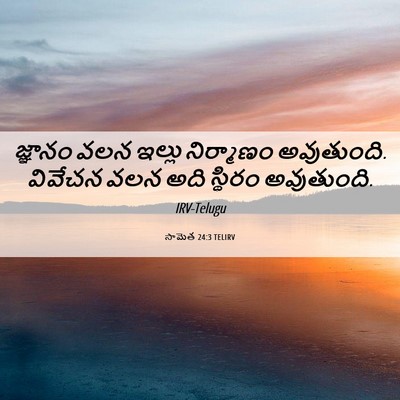 Picture 06 - సామెత 24:3 TELIRV - జ్ఞానం వలన ఇల్లు - Bible Verse Picture