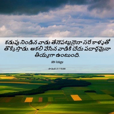 Picture 06 - సామెత 27:7 TELIRV - కడుపు నిండిన వాడు - Bible Verse Picture
