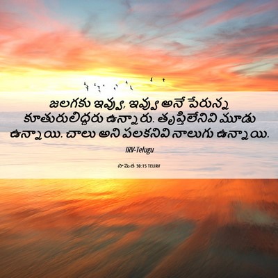 Picture 06 - సామెత 30:15 TELIRV - జలగకు ఇవ్వు, ఇవ్వు - Bible Verse Picture