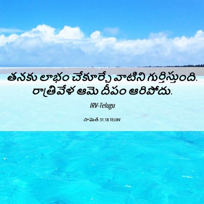 Picture 06 - సామెత 31:18 TELIRV - తనకు లాభం - Bible Verse Picture