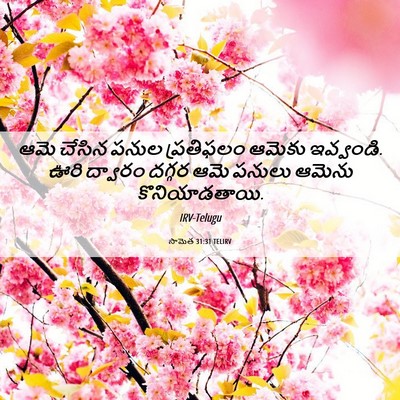 Picture 06 - సామెత 31:31 TELIRV - ఆమె చేసిన పనుల - Bible Verse Picture