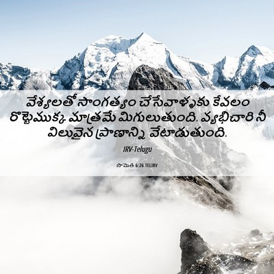 Picture 06 - సామెత 6:26 TELIRV - వేశ్యలతో సాంగత్యం - Bible Verse Picture