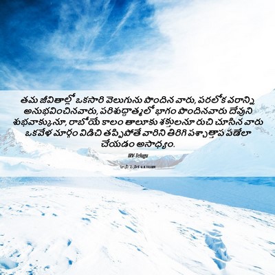 Picture 06 - హెబ్రీ పత్రిక 6:4 TELIRV - తమ జీవితాల్లో - Bible Verse Picture