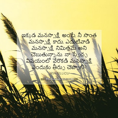 Picture 07 - 1 కొరింథీయులకు 10:29 TELIRV - ఇక్కడ మనస్సాక్షి - Bible Verse Picture