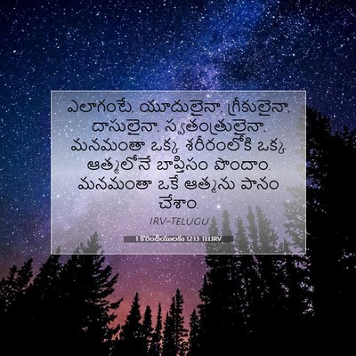 Picture 07 - 1 కొరింథీయులకు 12:13 TELIRV - ఎలాగంటే, యూదులైనా, - Bible Verse Picture
