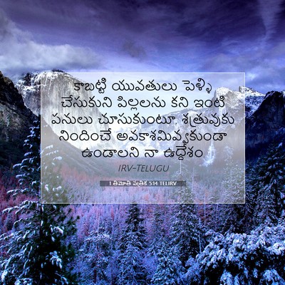 Picture 07 - 1 తిమోతి పత్రిక 5:14 TELIRV - కాబట్టి యువతులు - Bible Verse Picture