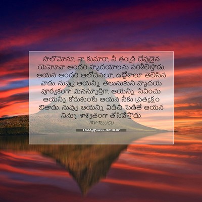 Picture 07 - 1 దినవృత్తాంతాలు 28:9 TELIRV - సొలొమోనూ, నా - Bible Verse Picture