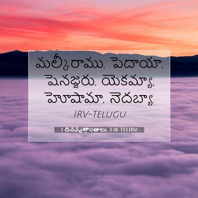 Picture 07 - 1 దినవృత్తాంతాలు 3:18 TELIRV - మల్కీరాము, పెదాయా, - Bible Verse Picture