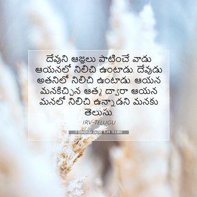 Picture 07 - 1 యోహాను పత్రిక 3:24 TELIRV - దేవుని ఆజ్ఞలు - Bible Verse Picture