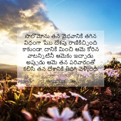 Picture 07 - 1 రాజులు 10:13 TELIRV - సొలొమోను తన - Bible Verse Picture