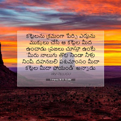 Picture 07 - 1 రాజులు 18:33 TELIRV - కట్టెలను క్రమంగా - Bible Verse Picture