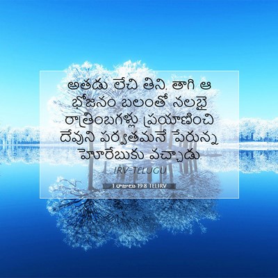Picture 07 - 1 రాజులు 19:8 TELIRV - అతడు లేచి తిని, - Bible Verse Picture