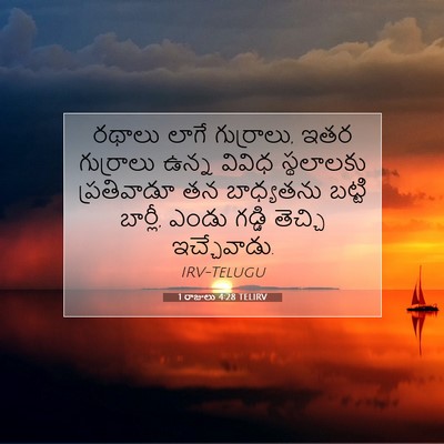 Picture 07 - 1 రాజులు 4:28 TELIRV - రథాలు లాగే - Bible Verse Picture