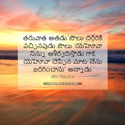 Picture 07 - 1 సమూయేలు 15:13 TELIRV - తరువాత అతడు సౌలు - Bible Verse Picture