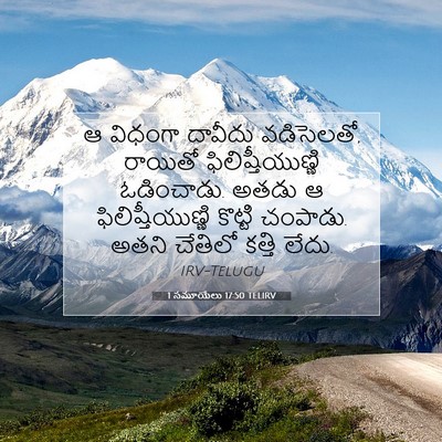 Picture 07 - 1 సమూయేలు 17:50 TELIRV - ఆ విధంగా దావీదు - Bible Verse Picture